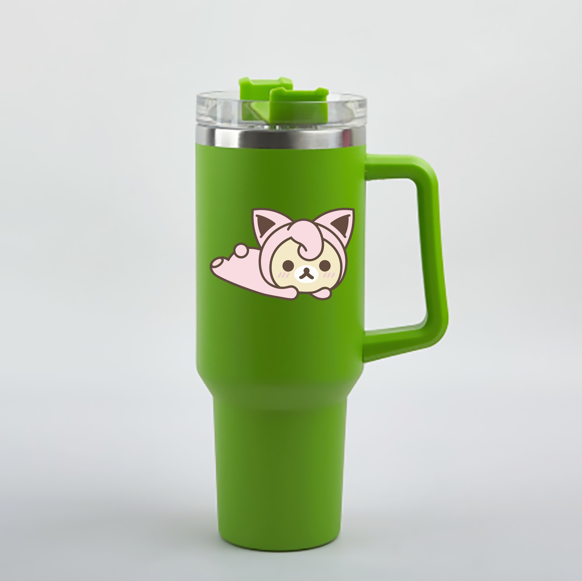 （画像用） リラックマ リラックマ キイロイトリ Rilakkuma Korilakkuma Kiiroitori 1200mL車用タンブラー - クリスタルステッカー（プラスチックストロー付き）
